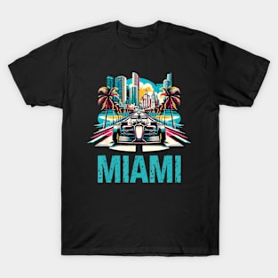 Formula Miami City Racing Circuit Car Map Grand Prix Race T-Shirt